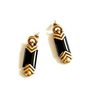 NEIMAN MARCUS Art Deco Black & Gold Earrings | NWT | 🎀